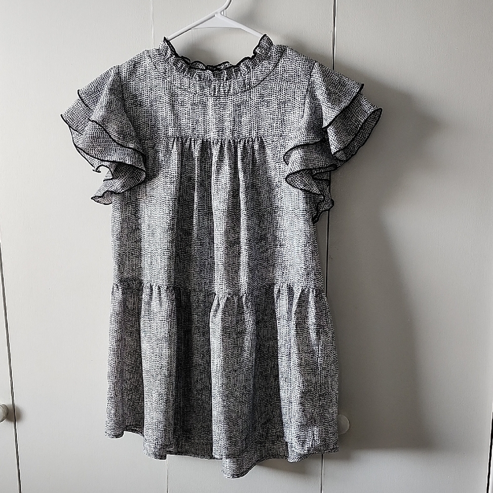 JODIFL Black and White Ruffle Kids Dress
